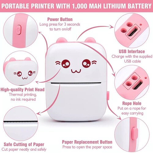 Mini Impresora Portátil Impresora Térmica Bluetooth