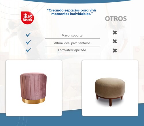 Taburete Verona ILIOS INNOVA de terciopelo otomano suave de lujo color café