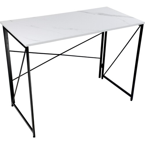 Mesa Plegable Escritorio Estilo Industrial de Marmol Blanco