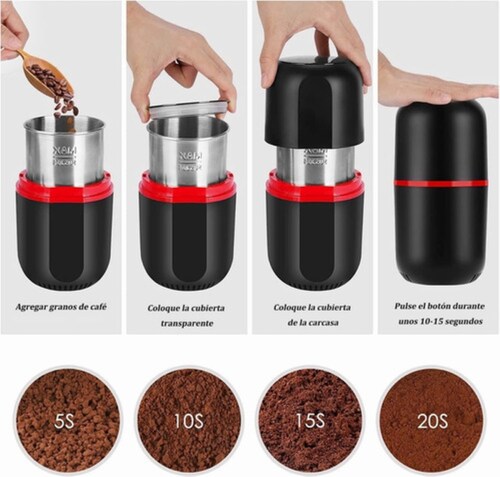 Molinillo Eléctrico De Granos de Café Negro