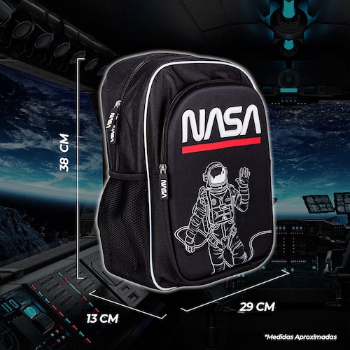 TechZone Kit Mochila Escolar Astronauta con Lonchera bolsa para almuerzo y Lapicera de Doble Compartimento Edición NASA