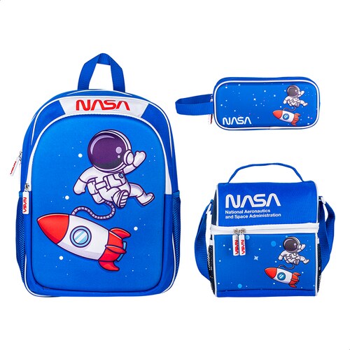 TechZone Mochila Escolar con Logo Oficial de NASA, Diseño de Astronauta en 3D y 4 Amplios Compartimentos.