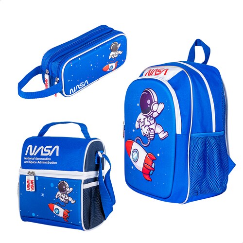 TechZone Mochila Escolar con Logo Oficial de NASA, Diseño de Astronauta en 3D y 4 Amplios Compartimentos.