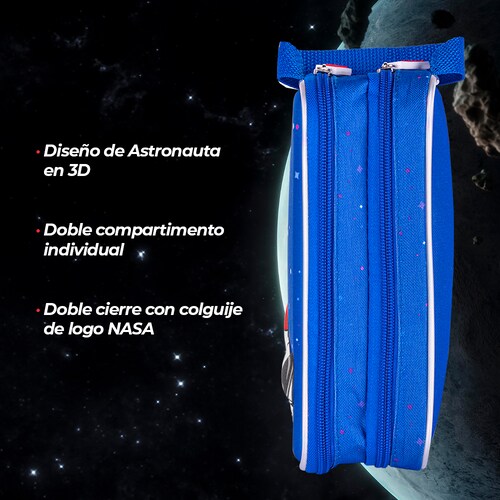 TechZone Mochila Escolar con Logo Oficial de NASA, Diseño de Astronauta en 3D y 4 Amplios Compartimentos.