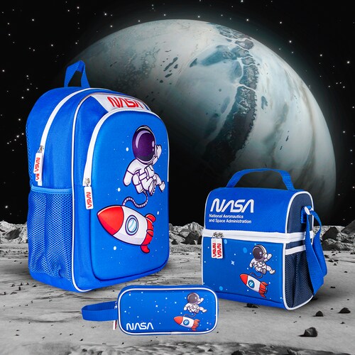 TechZone Mochila Escolar con Logo Oficial de NASA, Diseño de Astronauta en 3D y 4 Amplios Compartimentos.