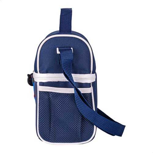 TechZone Lonchera Escolar con Logo Oficial de NASA, Forro Térmico interno, Dos bolsos laterales de malla para botellas y cinta reforzada