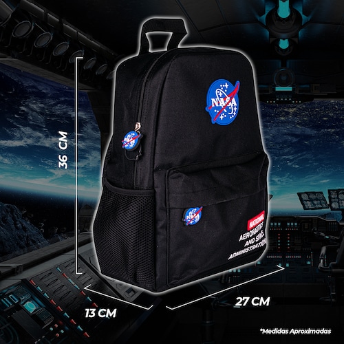 TechZone Mochila Escolar con Logo Oficial de NASA, 4 Amplios Compartimentos con Bolsos laterales de malla