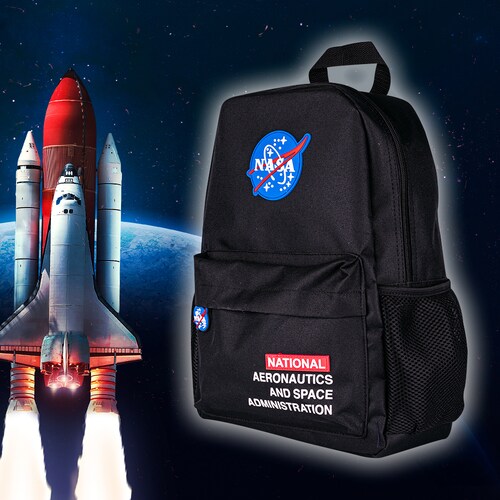 TechZone Mochila Escolar con Logo Oficial de NASA, 4 Amplios Compartimentos con Bolsos laterales de malla