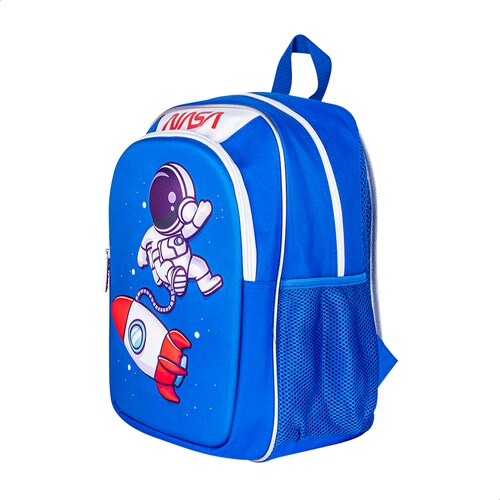 TechZone Mochila Escolar NASA con Astronauta 3D, 2 Amplios compartimentos y bolsas laterales de malla.