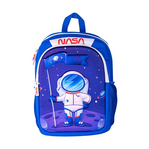 TechZone Mochila Escolar NASA Astronauta 3D El Alunizaje, 2 Amplios compartimentos y bolsas laterales de malla