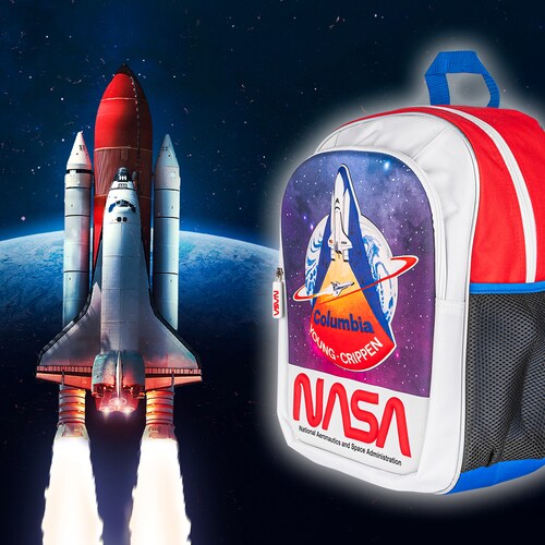 TechZone Mochila Escolar NASA Edición Cohete Termoformado 3D, 2 Amplios compartimentos y bolsas laterales de malla.