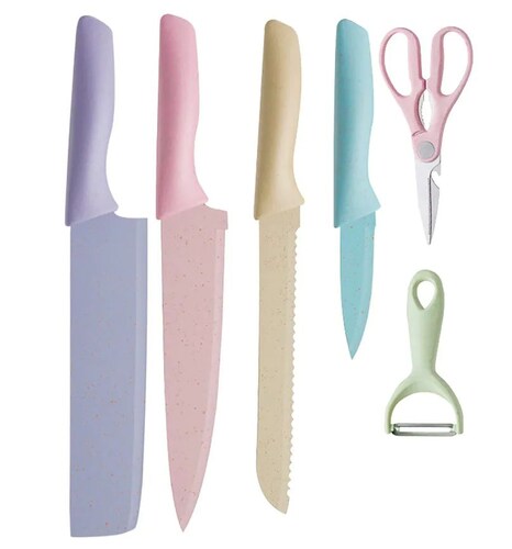 Set de cuchillos juego de 6 piezas de cuchillos color pastel 