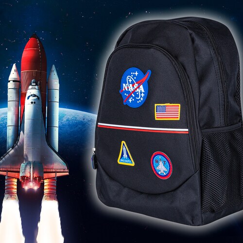 TechZone Mochila con Logo NASA Oficia Diseño Vintagel Dos Amplios compartimentos y Bolsas laterales de malla