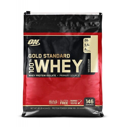 Gold Standar 100% Whey 10Lbs (146 serv) sabor vainilla 