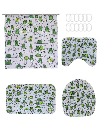 AGBOX Juego Para Baño Premium Estandar 4 Piezas  Ranitas TH-JCORTI01RAN.