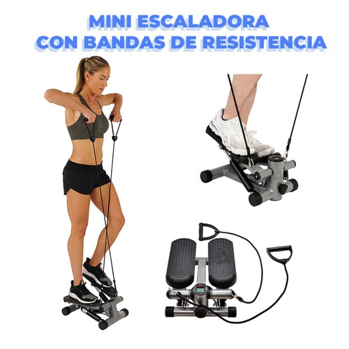 Mini Elíptica Escaladora Con Ligas De Resistencia Portátil Con Pantalla LCD.