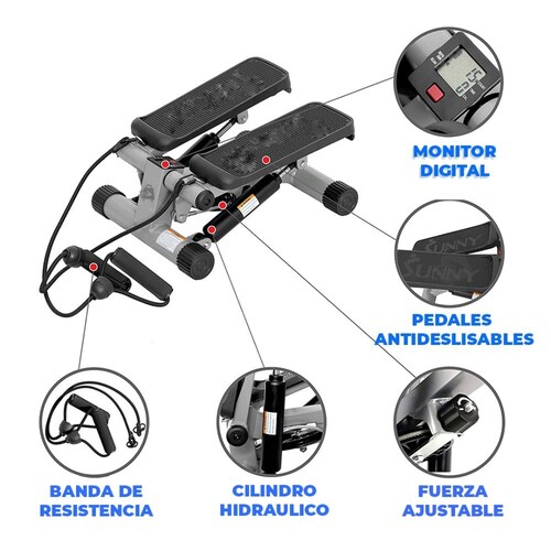 Mini Elíptica Escaladora Con Ligas De Resistencia Portátil Con Pantalla LCD.