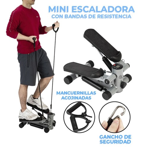 Mini Elíptica Escaladora Con Ligas De Resistencia Portátil Con Pantalla LCD.