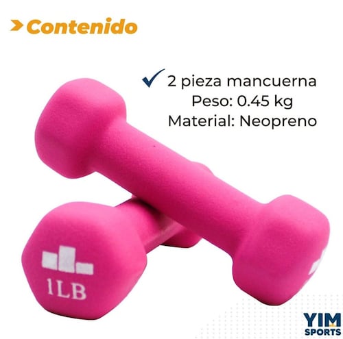 Set Par Mancuernas Pesas 1 Lb 0.45 C/u Kg Neopreno 2 Piezas