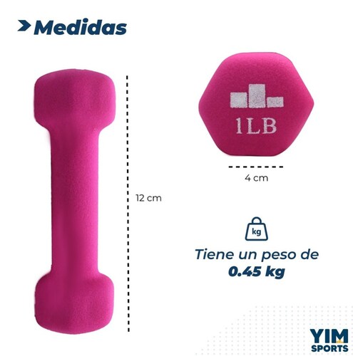 Set Par Mancuernas Pesas 1 Lb 0.45 C/u Kg Neopreno 2 Piezas
