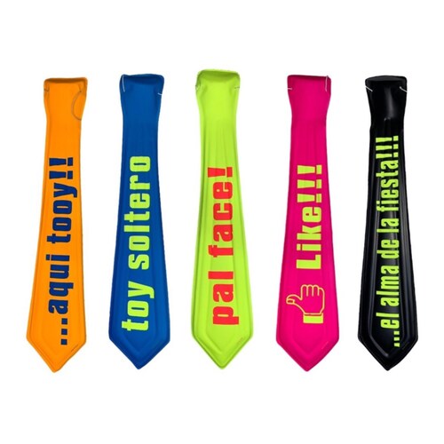 12 Corbata Para Fiestas Con Frases Colores Neón