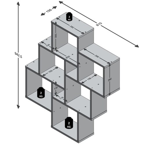 Repisa Flotante Minimalista 6 Cubos Durango