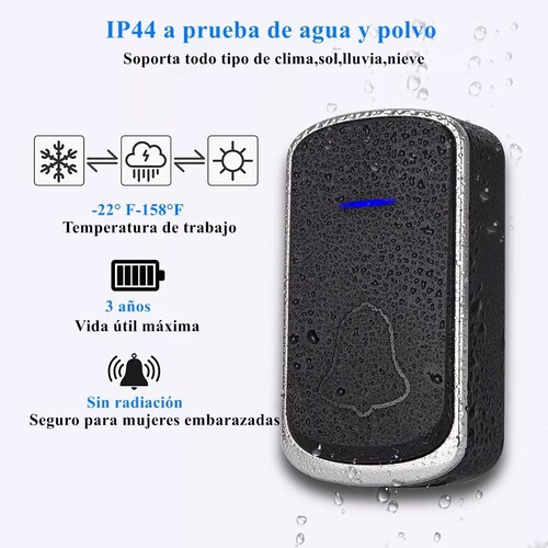 Timbre Inalámbrico Impermeable Con 1 Transmisor Y 1 Receptor