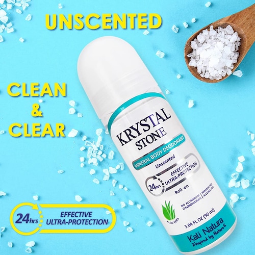 Desodorante Natural Roll-On Krystal Stone, 3 Piezas, Sin Aluminio, Vegano, Hipoalergénico, Aloe Vera, Lavanda y Cítrico