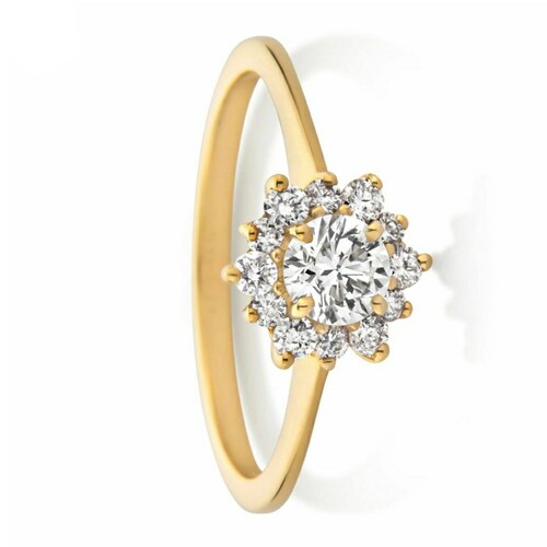 Fino Anillo de Compromiso Oro 18kilates con Diamantes naturales 
