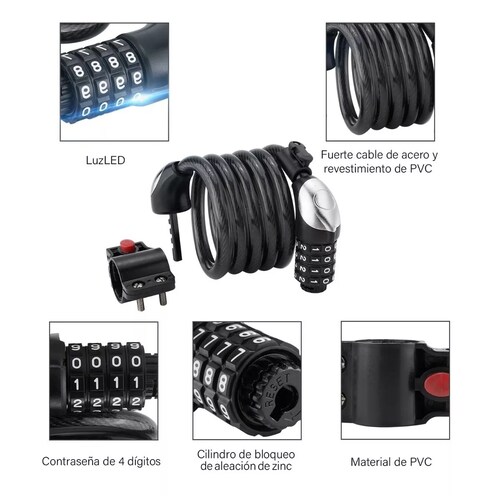 Candado De Cable Candado Cadena Seguridad Para Bici O Moto