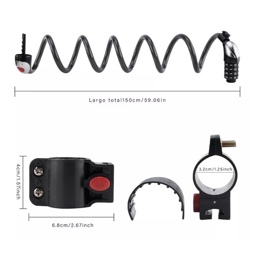 Candado De Cable Candado Cadena Seguridad Para Bici O Moto