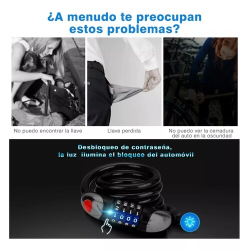 Candado De Cable Candado Cadena Seguridad Para Bici O Moto