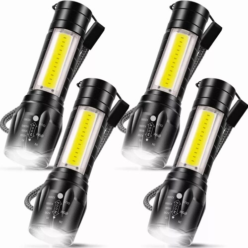 Kit Lampara Tactica Recargable Led 2000l Linterna Lateral 4pcs
