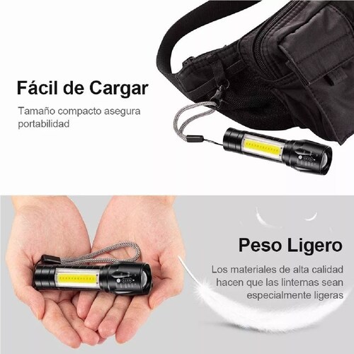 Kit Lampara Tactica Recargable Led 2000l Linterna Lateral 4pcs