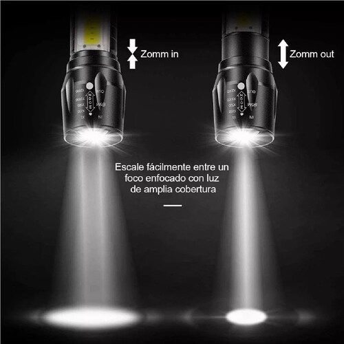 Kit Lampara Tactica Recargable Led 2000l Linterna Lateral 4pcs