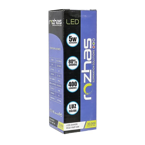 Foco Led Ahorrador de Luz Calida de 5 Watts 400 Lumenes Caja con 5 Piezas Ahorrador con Gran tiempo de Vida / Master / ROZ-YMP-5W-5