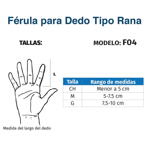 Férula Aluminio Semirrígida Tipo Rana Para Dedo F04 Tynor