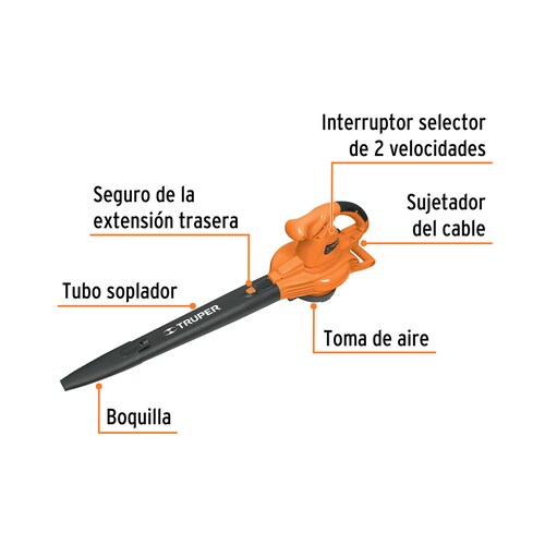 Sopladora, Aspiradora y Trituradora de Hojas Eléctrica con Bolsa Recolectora, SOPLA-1440 Truper