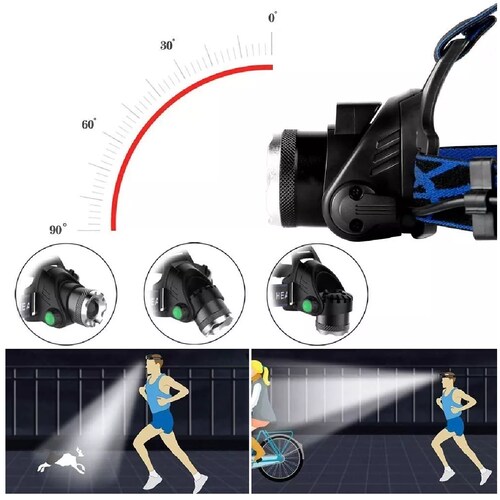 Lampara Cabeza Led Minera Minero T6 Recargable Con Sensor