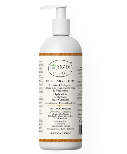 Botox Capilar Vegano Hipoalergénico Keratina, Colágeno, Aceite de Argán, Células Madres Vegetales, Vitaminas Para Todos Los Cabellos 500 Ml