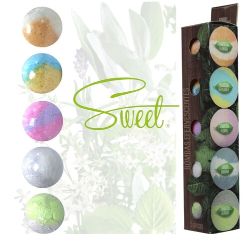 Sweet 5 Bombas Efervescentes Para Baño. Aromas Naturales.spa