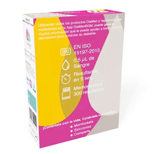 Glucometro DiaMan Mini + 50 tiras reactivas + 10 lancetas