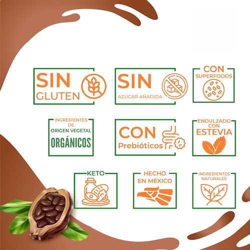 Proteína en polvo Chocolate Keto Pre-workout 22g proteína NO Azúcar Natural 500g
