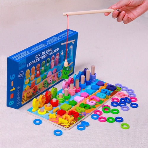 Juegos Montessori, juguete de madera, juego de pesca magnético