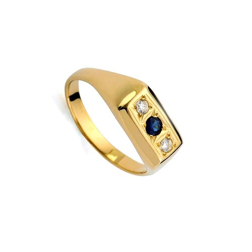 Anillo p/caballero Oro18K Zafiro&Diamantes genuinos