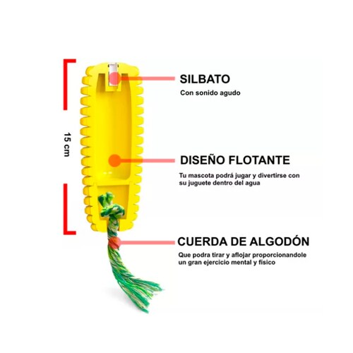 Juguete Para Perro Limpia Dientes Jaladera Cuerda Con Elote