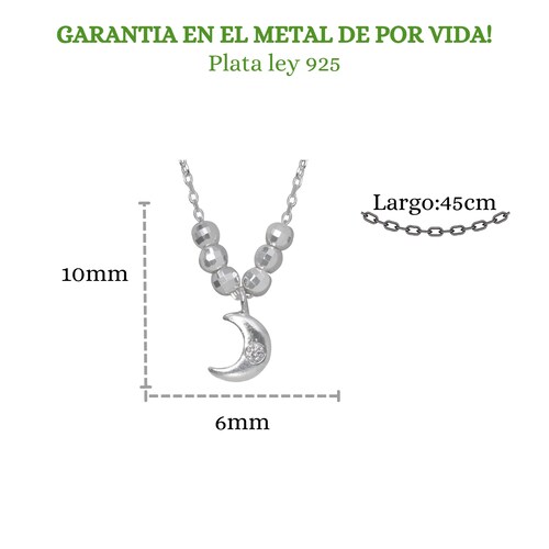 Collar Semanario Con Medalla / Dije Luna Plata Ley 925.