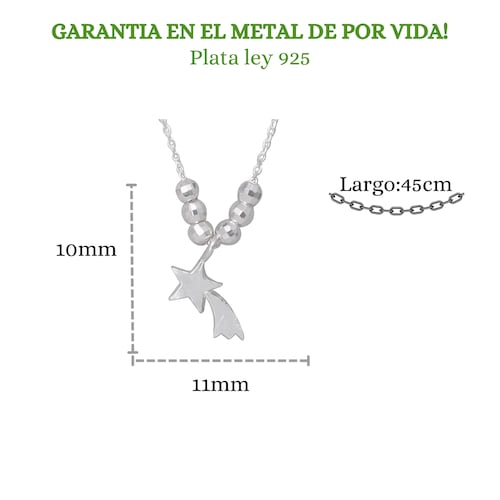 Collar Semanario Medalla / Dije Estrella Fugaz Plata Ley 925.