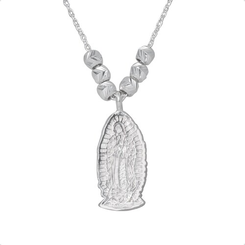 Collar Semanario Medalla Dije Virgen Guadalupe Plata Ley 925.