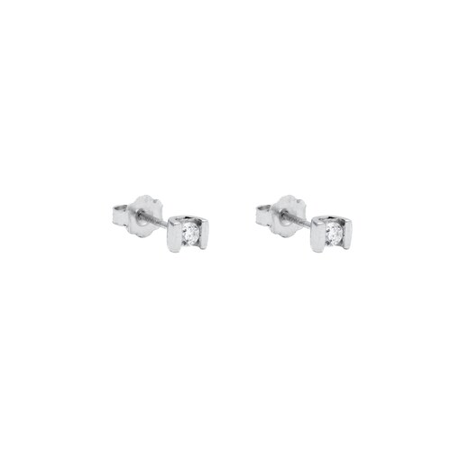 Aretes Diamantes 20 Puntos Oro Blanco 14 Kilates.